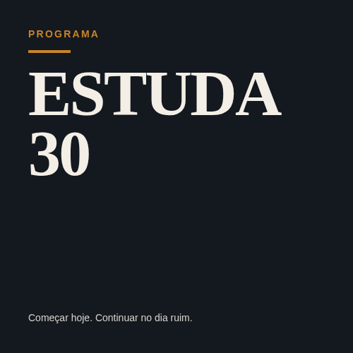 Capa do programa ESTUDA 30
